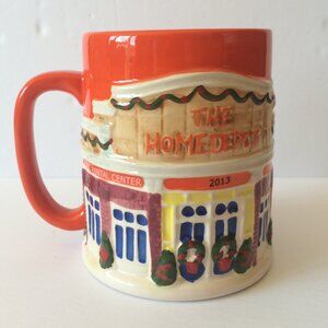 The Home Depot 3D Christmas Coffee Mug Cup Orange 2013 Holiday Ceramic 16 oz